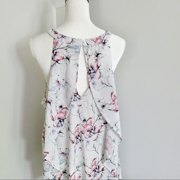 TORRID CHIFFON WATERCOLOR FLORAL MOCK NECK TOP - Picture 7 of 9